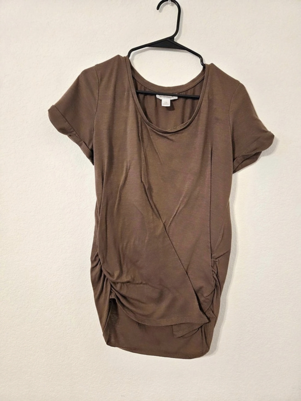 Motherhood maternity Brown Short Sleeve Ruched Top Size L